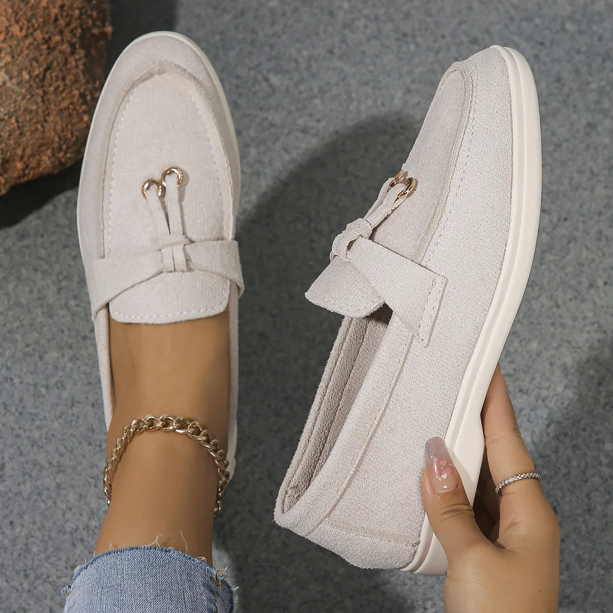 VelvetStep Femme — Mocassins Slip-On Velours Toutes Saisons