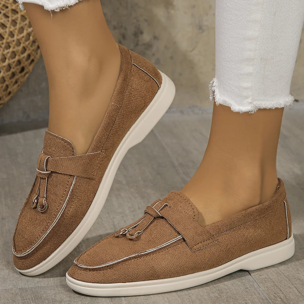 VelvetStep Femme — Mocassins Slip-On Velours Toutes Saisons