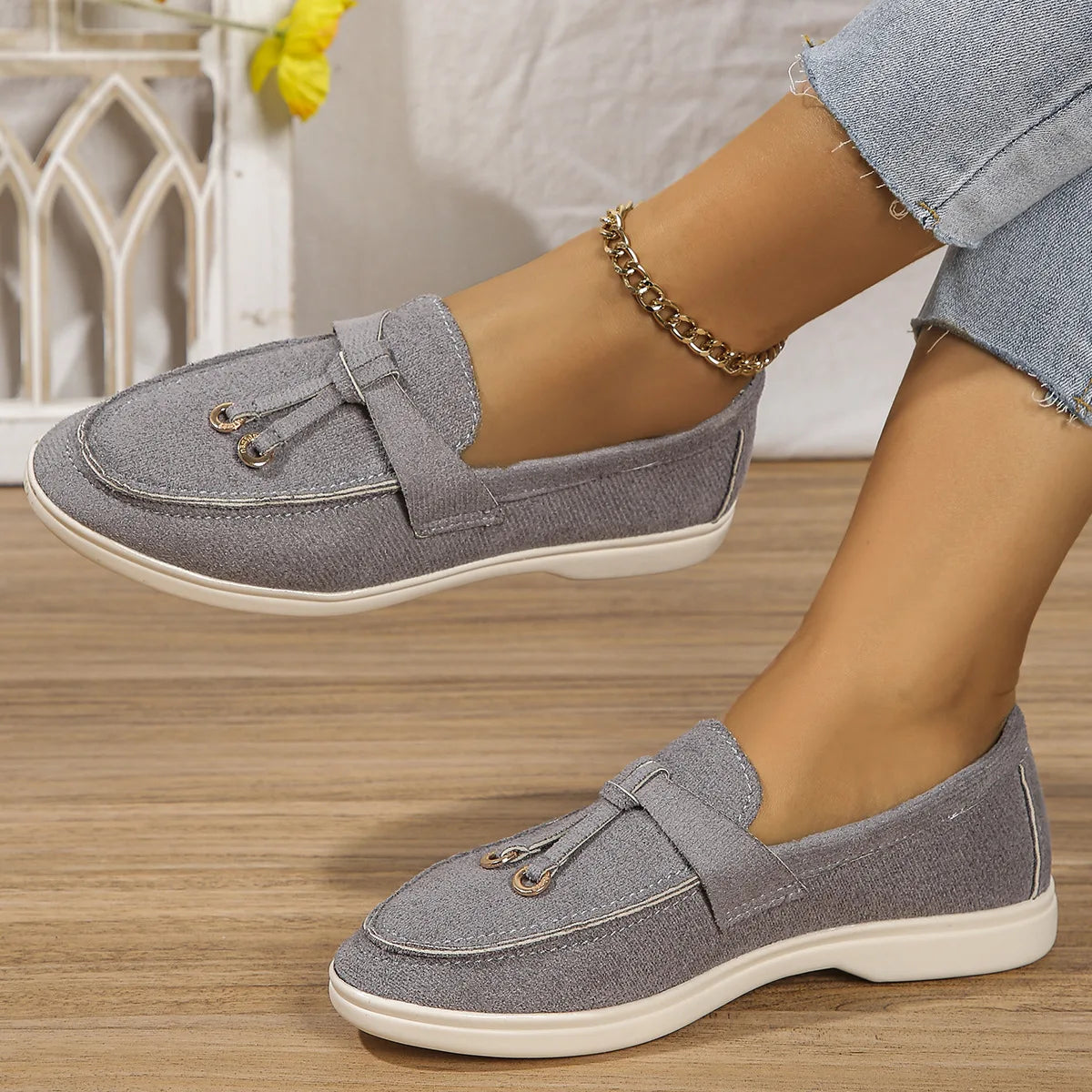 VelvetStep Femme — Mocassins Slip-On Velours Toutes Saisons