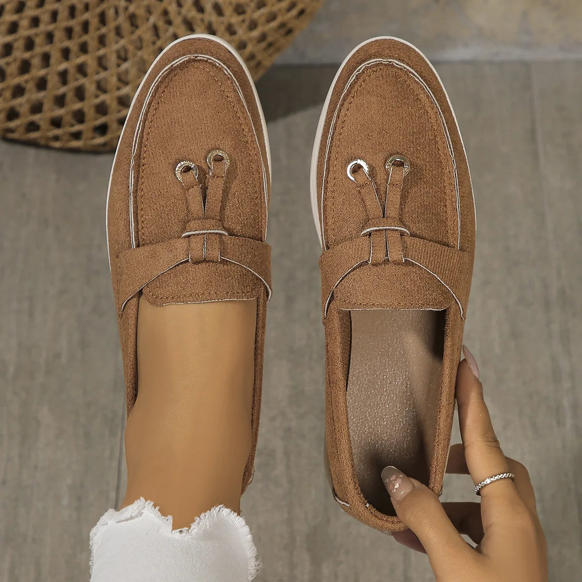 VelvetStep Femme — Mocassins Slip-On Velours Toutes Saisons