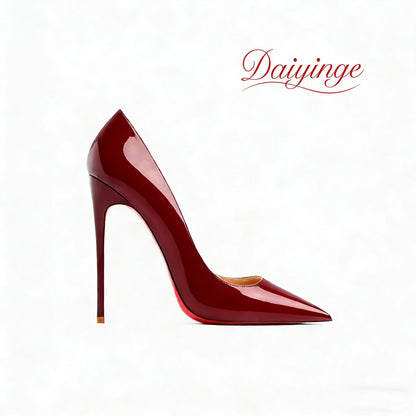 PointeChic — Escarpins Stiletto Cuir Verni Talon Haut Femme