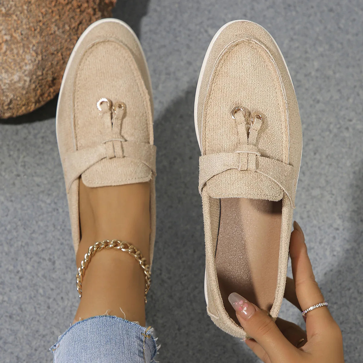 VelvetStep Femme — Mocassins Slip-On Velours Toutes Saisons