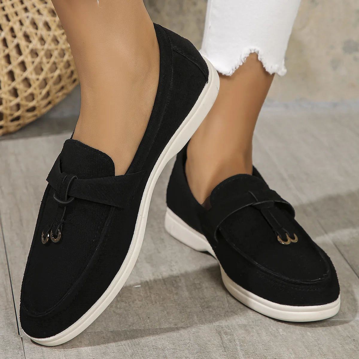 VelvetStep Femme — Mocassins Slip-On Velours Toutes Saisons