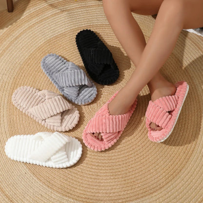 Lunae™ – Chaussons Velours Bande Croisée pour Femme