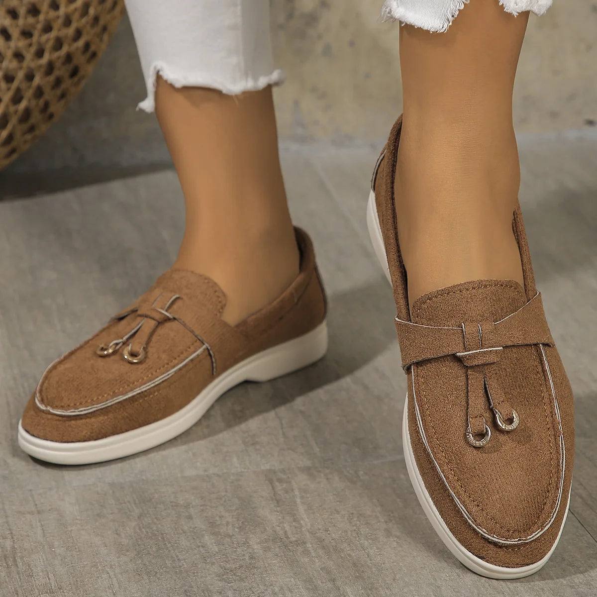 VelvetStep Femme — Mocassins Slip-On Velours Toutes Saisons
