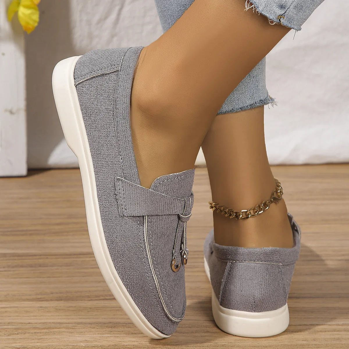 VelvetStep Femme — Mocassins Slip-On Velours Toutes Saisons