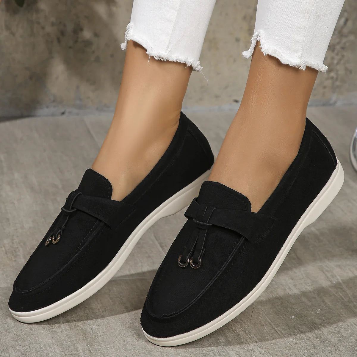 VelvetStep Femme — Mocassins Slip-On Velours Toutes Saisons