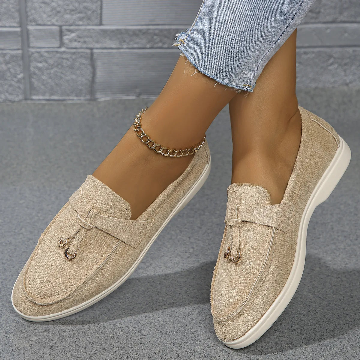 VelvetStep Femme — Mocassins Slip-On Velours Toutes Saisons